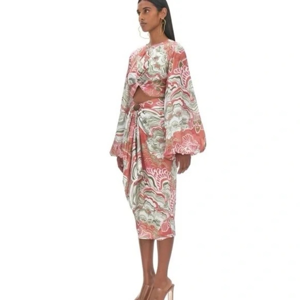 Andrea Iyamah Green and Red Patterned Dress